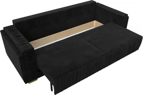 Диван прямой Лига-044 (Черный,Бежевый/Велюр) Лига Диванов арт.122255