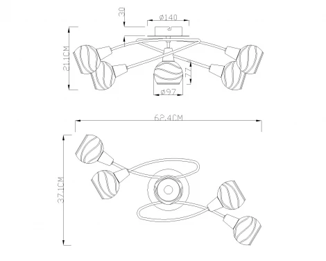 Потолочная люстра Globo Elliott 54341-5 (220V, узор в полоску)