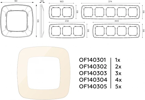 Рамка Ambrella Volt OMEGA Ecta (Бежевый глянец) 4-ая OF140304