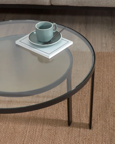 Журнальный стол La Forma (ex Julia Grup) Oni (Черный,Прозрачный/ Металл,Сталь,Стекло)