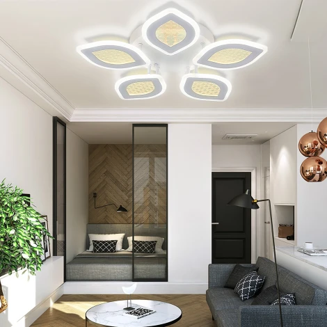 Потолочная светодиодная люстра Natali Kovaltseva LED LAMPS 81167 с пультом ДУ, моб. приложением 100W, белый, LED (регулировка яркости, 220V)