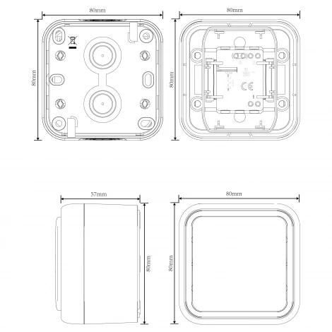 Выключатель звонкового типа 1-клавишный накладной, цвет серый IP55 Donel W55 DIP15140