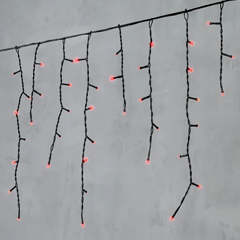 Гирлянда Бахрома 4,9 x 0,5 м красная 220В, 240 LED, провод черный ПВХ, IP54 Laitcom PIL240-11-2R