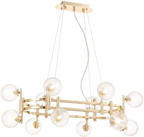 Подвесная люстра Crystal Lux LUXURY SP12L GOLD (220V, на тросе, шарики)