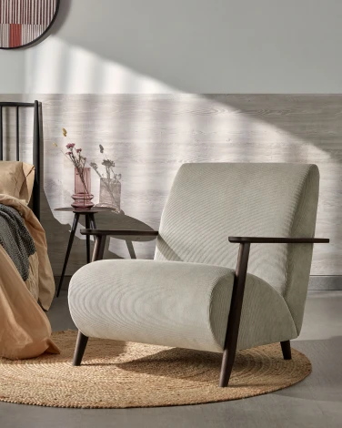 Кресло La Forma (ex Julia Grup) Meghan (Венге,Бежевый/ Ясень,ДСП,Дерево,Сосна,Пена,Пенополиуретан,Камень)