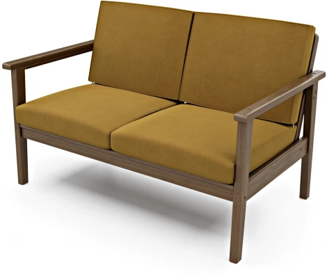 Диван Arsko прямой Лориан М орех велюр горчичный