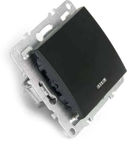 Выключатель одноклавишный с подсветкой (черный) Stekker Эрна 49146