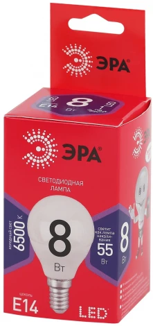 Лампочка светодиодная E14 8W ЭРА LED P45-8W-865-E14 R