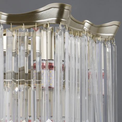 Подвесная люстра ILLUMICO IL3357-6+3PSQ-24 GD LYRA (220V, хрусталь, на цепи)