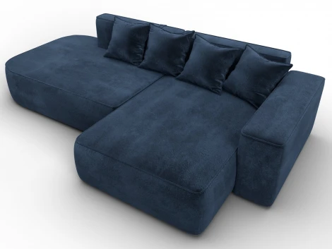 Диван угловой Лига-065 угол правый (ДСП/Пластик/Велюр/Синий) Лига Диванов 129808