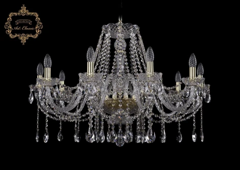Подвесная люстра Art Classic 11.12 11.12.10.300.Gd.Sp (220V, хрусталь, на цепи, подсвечник, свеча)