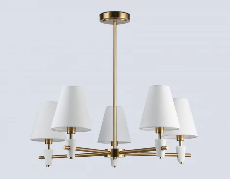 Потолочная люстра на штанге с абажурами и мрамором Ambrella Ceramo Classic LH75044