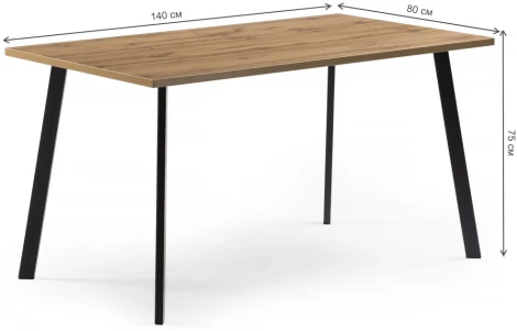 Стол Notta Тринити Лофт 140 25 мм дуб вотан / черный матовый 489624