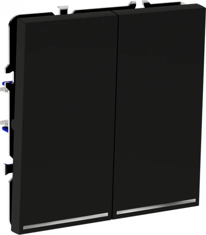 Выключатель двухклавишный с подсветкой (черный матовый) Voltum S70 VLS020208