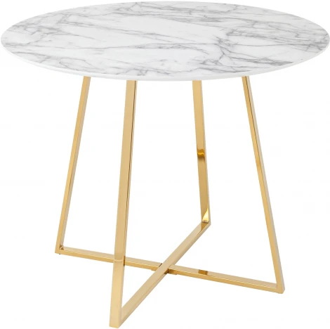Стол обеденный Stool Group Дакота 100*100 белый мрамор ножки золото УТ000036110
