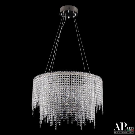 Подвесная люстра светодиодная APL LED Sicilia SH02.55.D.Ni.4000 (220V, хрусталь, на тросе)