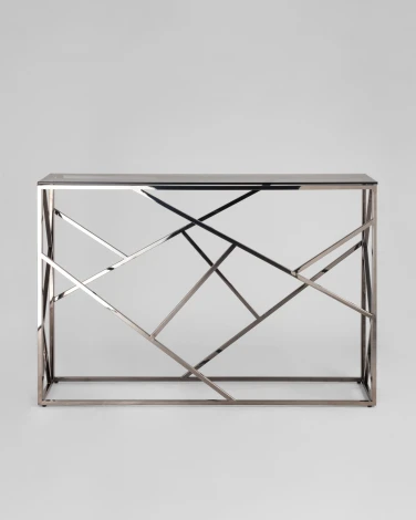 Консоль Stool Group АРТ ДЕКО 115*30 стекло smoke сталь тёмный хром УТ000001965