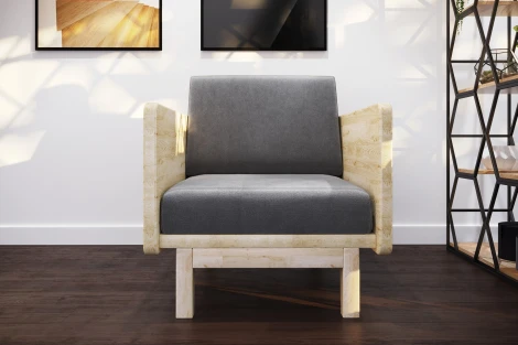 Кресло Arsko Двалин сосна велюр серый