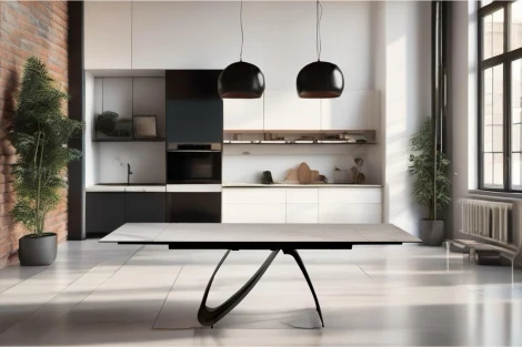 169DT-92055 Стол обеденный раскл.керам.столешница 160(40+40)*90*76см Garda Decor