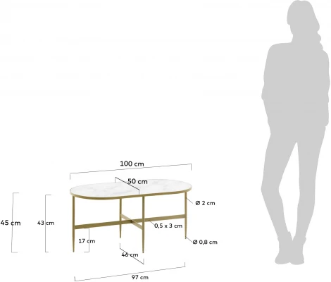 Журнальный стол La Forma (ex Julia Grup) Elisenda (Золотой,Белый/ Сталь,Стекло,Металл)