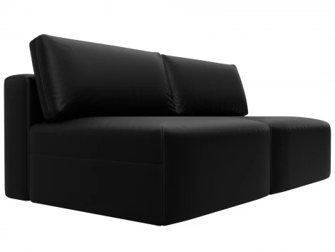 Диван прямой модульный Лига-060 НПБ (ЛДСП,Брус,Фанера/Пластик/Экокожа/Черный) Лига Диванов 130050