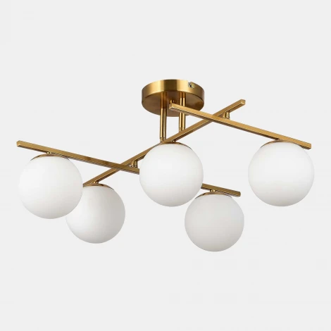 Потолочная люстра на штанге Evoluce SLE1195 SLE1195-302-05 Латунь/Белый E14 5*40W