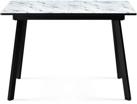 Стеклянный стол Woodville Агни 110(140)х68х76 мрамор белый / черный матовый 528558