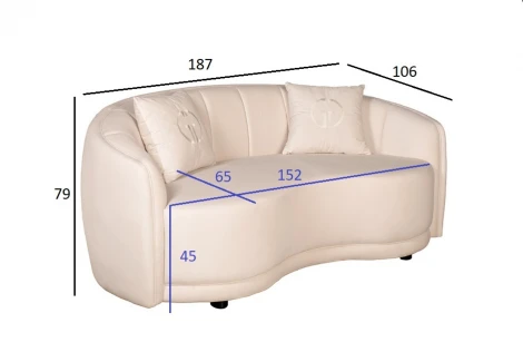 102AN-33822 Диван двухместный бежевый 187*106*79см (без канта) Garda Decor