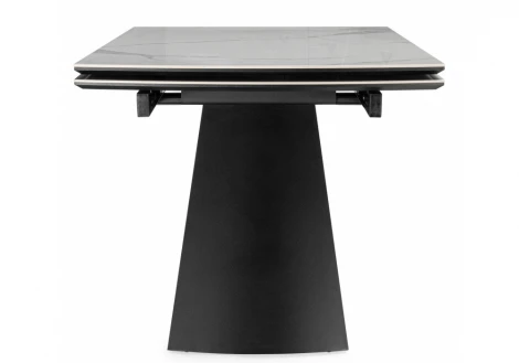 Кухонный стол Woodville Симмонс 180(260)x90 statuario titan gloss / черный / орех дуб монтана