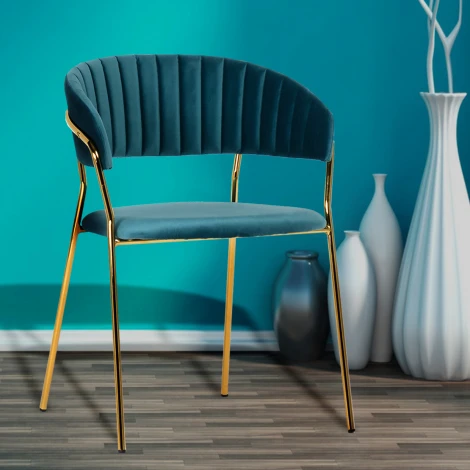 Стул Turin бирюзовый с золотыми ножками