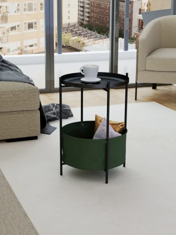 Стол журнальный Элдей рогожка хаки/черный Mebelik 009758