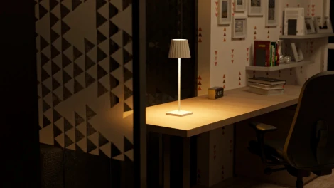 Интерьерная настольная лампа светодиодная с аккумулятором Ubiqua Plissè 189201 (регулировка яркости, сенсорный выключатель, IP54)