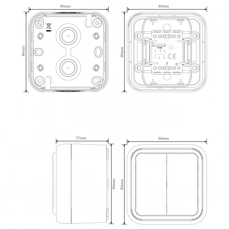Переключатель 2-клавишный накладной, цвет антрацит IP55 Donel W55 DIP20828