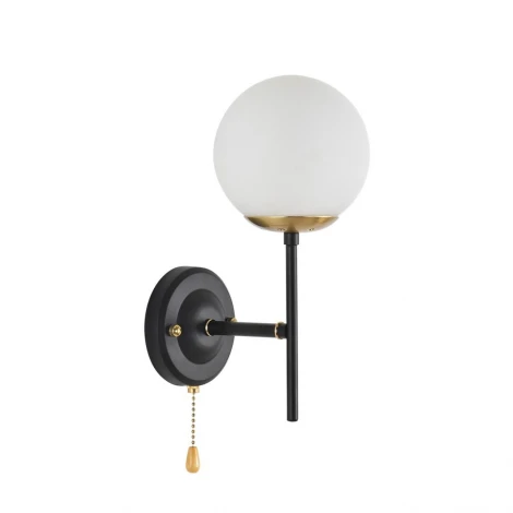 Бра Lumion Elrona 8375/1W черный/латунь/белый, металл/стекло E27 60W 220V