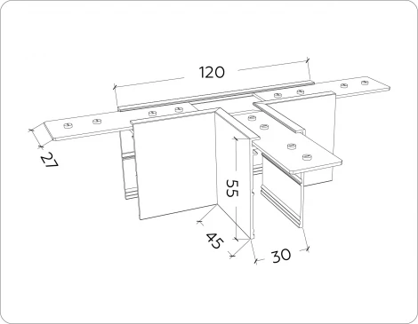 Коннектор Т-образный для накладного магнитного шинопровода Ambrella TRACK SYSTEM GL1036