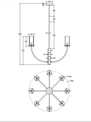 Потолочная люстра на штанге Maytoni Arco MOD223PL-08BS (220V)