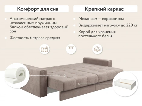 Диван тканевый прямой бежевый D1 Брайтон AAA41396001 Happy 230