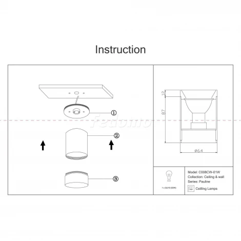 Накладной потолочный светильник Pauline GU10 1x10Вт Maytoni Technical C008CW-01W (220V)