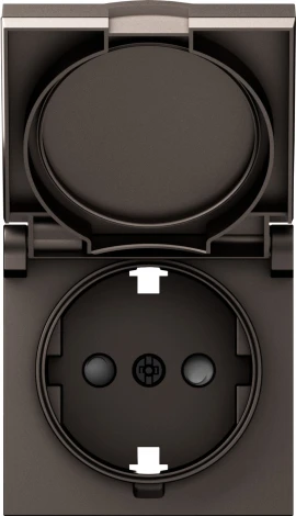 Накладка для розетки Schuko с заземлением, с крышкой, 16A 250 В~, мокко IP44 Donel A07 DE45453