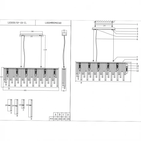 Подвесная люстра Lumien Hall Sienna LH3050/6P-CR-CL