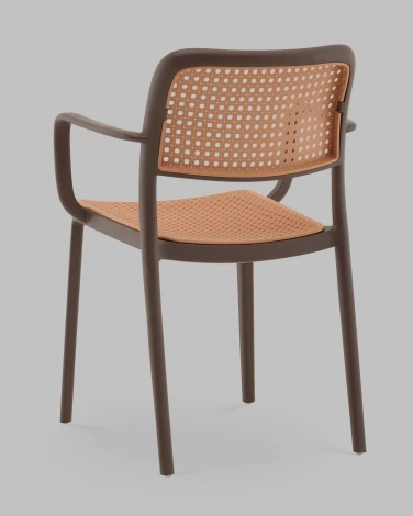 Стул Yona пластиковый с подлокотниками коричневый Stool Group арт.УТ000040843