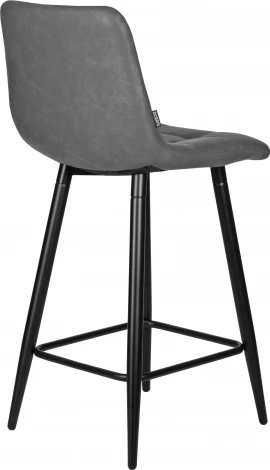 Стул полубарный DOBRIN OLIVIA (черные матовые ножки, серая антрацитовая винтажная экокожа (RU-08))