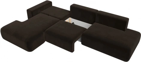 Диван угловой Лига-036 НПБ Модерн Лонг левый угол (Коричневый/Микровельвет) Лига Диванов арт.121417L