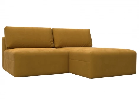 Диван угловой модульный Лига-060 НПБ угол универсальный (ЛДСП,Брус,Фанера/Пластик/Велюр/Желтый) Лига Диванов 129507