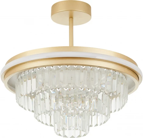 Потолочная люстра на штанге Natali Kovaltseva Crystal LED LAMPS 81115/3C с пультом ДУ, моб. приложением 140W, золото, LED