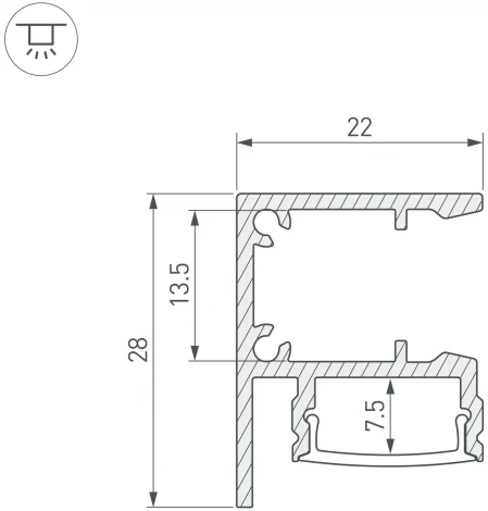 Профиль WALL-2228-2000 ANOD (Arlight, Алюминий) 050466