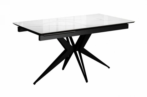 Стол DikLine DKS140 керамика Carrara Gloss (мрамор глянец белый), подстолье черное, опоры черные (2уп.) 00-00085035