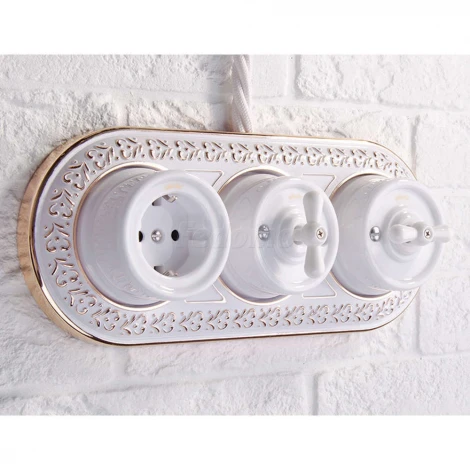 Выключатель на 4 положения двухклавишный (белый) Ретро Werkel W5620001 (a051310)