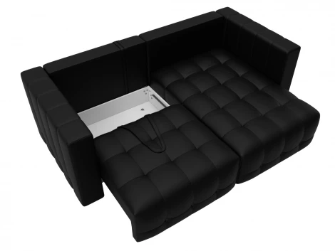 Диван угловой Лига-052 НПБ угол универсальный (ЛДСП,Брус,Фанера/Пластик/Экокожа/Черный) Лига Диванов 129912