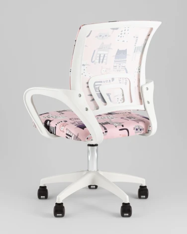 Кресло офисное TopChairs Simple SN Junior принт Pink Cats пластик белый TopChairs УТ000042084